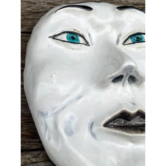 Vintage Asian Japanese Plaster Face Mask Wall Decor - Picture 6 of 11